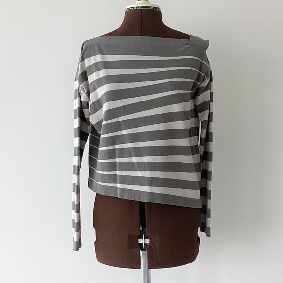 Annette Gortz Grey and Cream Striped Sweater - Picture 1 of 9